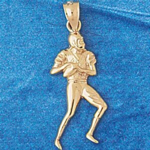 Dazzlers Jewelry Football Player Pendant Necklace Charm Bracelet in Yellow, White or Rose Gold 3192…