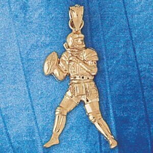 Dazzlers Jewelry Football Player Pendant Necklace Charm Bracelet in Yellow, White or Rose Gold 3188…