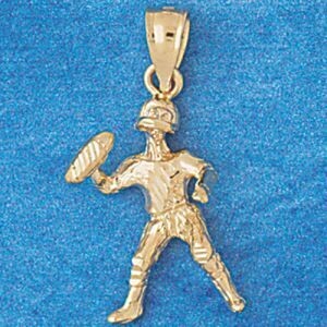 Dazzlers Jewelry Football Player Pendant Necklace Charm Bracelet in Yellow, White or Rose Gold 3191…