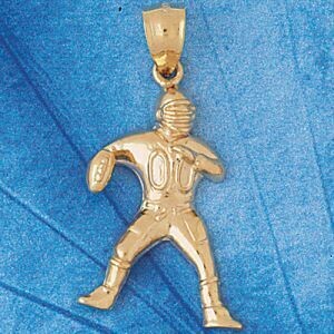 Dazzlers Jewelry Football Player Pendant Necklace Charm Bracelet in Yellow, White or Rose Gold 3187…