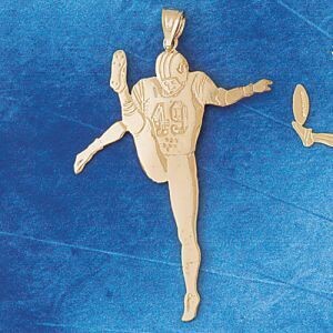 Dazzlers Jewelry Football Player Pendant Necklace Charm Bracelet in Yellow, White or Rose Gold 3185…