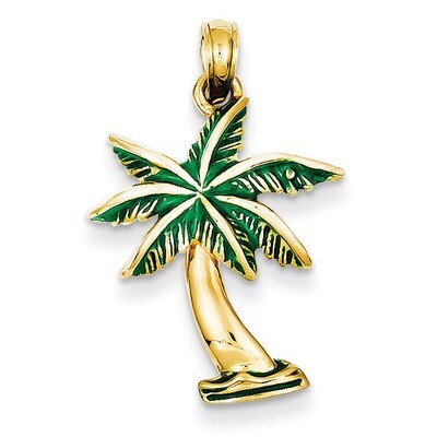 Enameled Palm Tree Pendant 14k Gold K2893, MPN: K2893, 637218129317