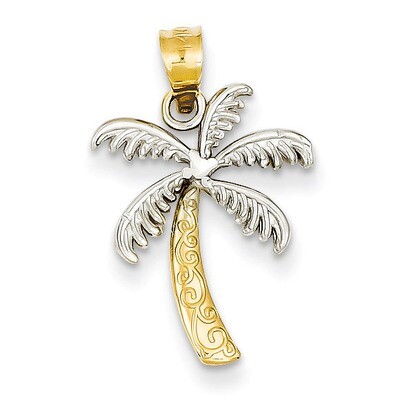 Palm Tree Pendant 14K Gold &amp; Rhodium K4915, MPN: K4915, 886774616841