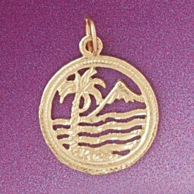 Dazzlers Jewelry Palm Tree Pendant Necklace Charm Bracelet in Yellow, White or Rose Gold 6816, MPN:…