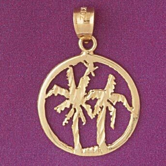 Dazzlers Jewelry Palm Tree Pendant Necklace Charm Bracelet in Yellow, White or Rose Gold 6814, MPN:…