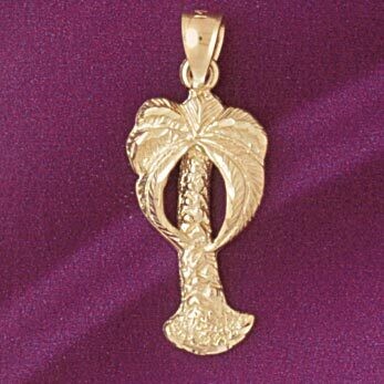Dazzlers Jewelry Palm Tree Pendant Necklace Charm Bracelet in Yellow, White or Rose Gold 6803, MPN:…