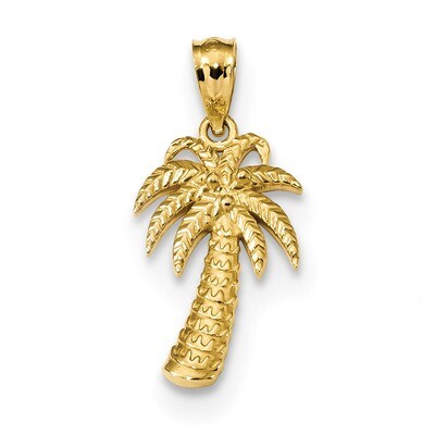 Polished Palm Tree Pendant 14k Gold Textured K6077, MPN: K6077, 886774079332