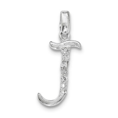 Initial J Pendant Sterling Silver Diamond QC6525J, MPN: QC6525J, 883957916491