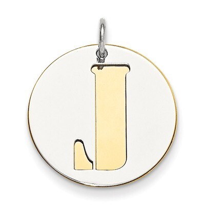 Initial J Double Plate Round Charm Sterling Silver QC7910J, MPN: QC7910J,