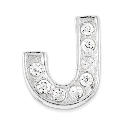 CZ Initial J Charm Sterling Silver QC6527J