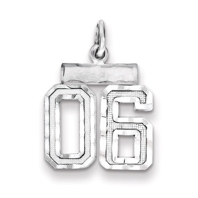 Number 06 Charm Diamond-cut Sterling Silver QSN06T, MPN: QSN06T, 883957120317