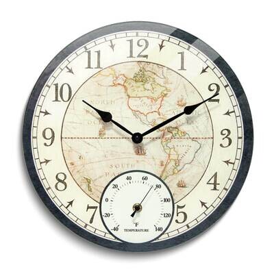Orbis Black All Weather World Map In and Outdoor Wall Clock GM25020, MPN: GM25020, 731742320179