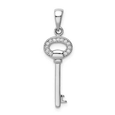 Key Pendant Sterling Silver Rhodium-plated CZ Diamond QC9480, MPN: QC9480, 883957991634
