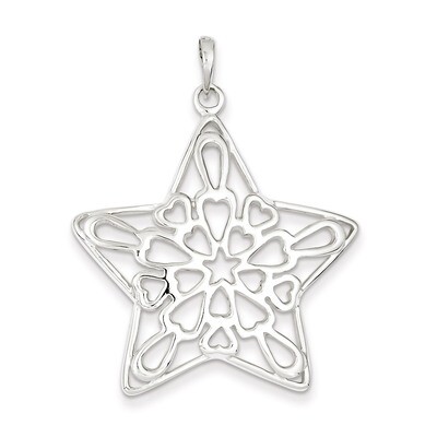 Sterling Silver Polished Star Pendant QC7639