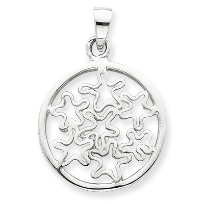 Circle with Stars Pendant Sterling Silver QC4642