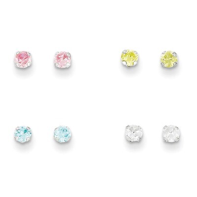 Stellux Crystal Post 4pc Set Earrings Sterling Silver QE9579SET, MPN: QE9579SET, 886774372846