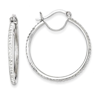 White Swarovski Crystal Hoop Earrings Sterling Silver QE7457, MPN: QE7457, 716838210237