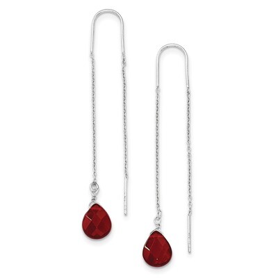 Red Crystal Threader Earrings Sterling Silver QE2271, MPN: QE2271, 886774246857