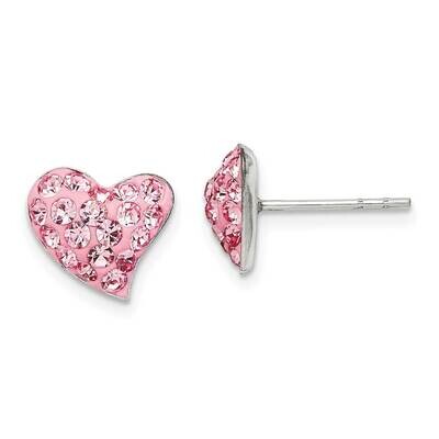 Pink Preciosa Crystal Heart Earrings Sterling Silver QE11056, MPN: QE11056, 886774122519