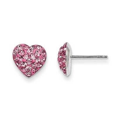 Pink Preciosa Crystal Heart Earrings Sterling Silver QE11054, MPN: QE11054, 886774124278