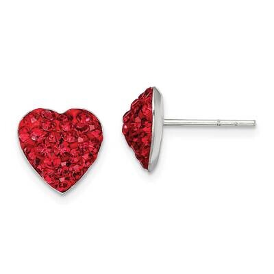 Red Preciosa Crystal Heart Earrings Sterling Silver QE11053, MPN: QE11053, 886774125220