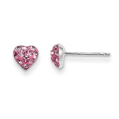 Pink Preciosa Crystal Heart Earrings Sterling Silver QE11052, MPN: QE11052, 886774024134