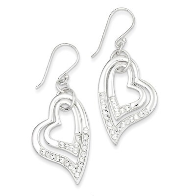 Sterling Silver with Stellux Crystal Heart Earrings QE5067