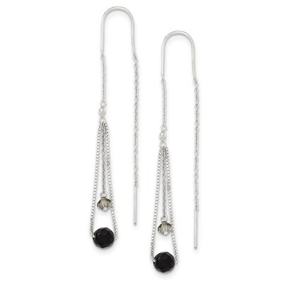 Black &amp; Turmarine Crystal Threader Earrings Sterling Silver QE2184, MPN: QE2184, 191101188060