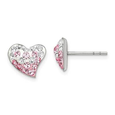 Pink and White Preciosa Crystal Heart Earrings Sterling Silver QE11058, MPN: QE11058, 886774035253