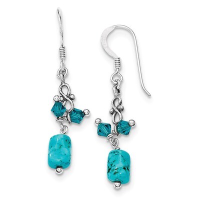 Turquoise &amp; Blue Crystal Antiqued Earrings Sterling Silver QE4254, MPN: QE4254, 886774079707
