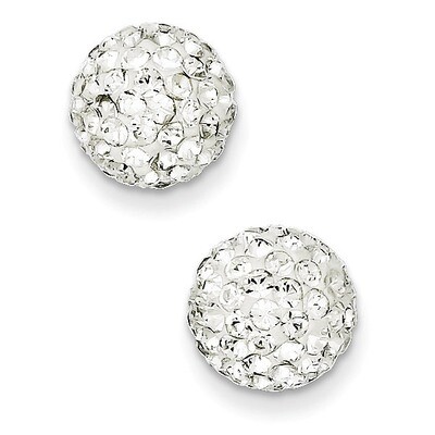 White Stellux Crystal 10mm Post Earrings Sterling Silver QE7446, MPN: QE7446, 716838210176