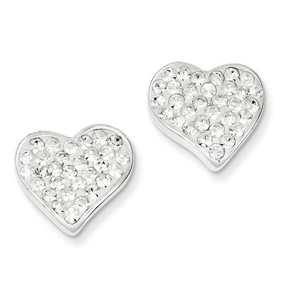 Sterling Silver Stellux Crystal Heart Post Earrings QE9649