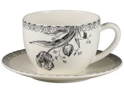 Gien Tulipes Noires Jumbo Cup &amp; Saucer 17011PTJ01, MPN: 17011PTJ01, 3660838026770