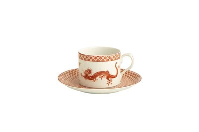 Mottahedeh Red Dragon Can Cup and Saucer S1844, MPN: S1844,
