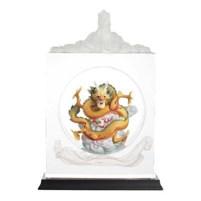 Franz Porcelain Lucite Porcelain Dragon Imperial Jade Seal Figurine With Wooden Base FL00108, MPN: …