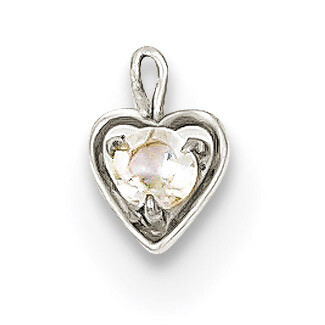 April Synthetic Birthstone Heart Charm 14k white Gold M346W, MPN: M346W, 886774256894