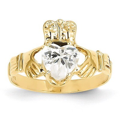 April Birthstone Claddagh Ring 14k Gold R490, MPN: R490, 883957285085