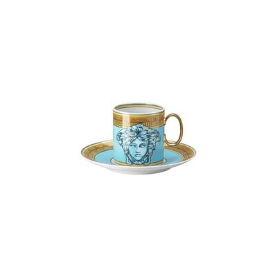 Versace Medusa Amplified Blue Coin Coffee Cup &amp; Saucer 6 in 6 Inch, MPN: 19335-403761-14740, 790955…
