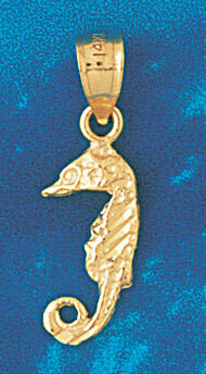 Dazzlers Jewelry Seahorse Dimensional Pendant Necklace Charm Bracelet in Yellow, White or Rose Gold…