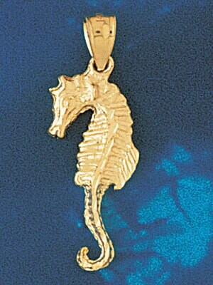 Dazzlers Jewelry Seahorse Dimensional Pendant Necklace Charm Bracelet in Yellow, White or Rose Gold…