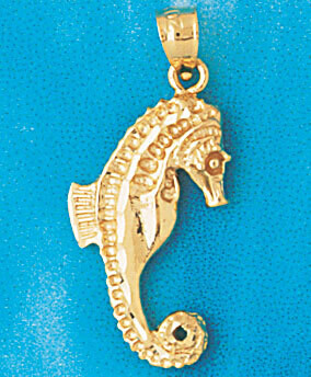 Dazzlers Jewelry Seahorse Dimensional Pendant Necklace Charm Bracelet in Yellow, White or Rose Gold…