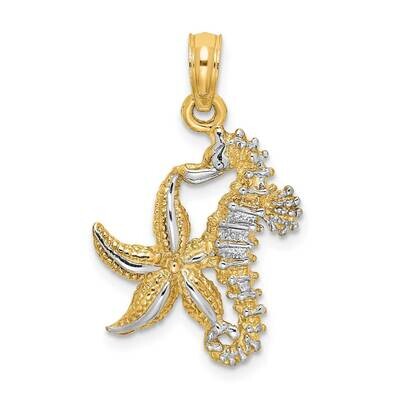 Starfish Seahorse Charm 14k Gold Rhodium K9039, MPN: K9039, 637218022267