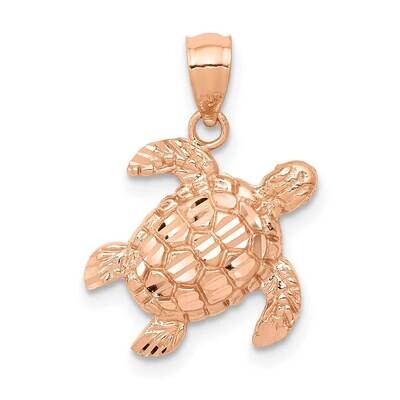 Diamond Cut Turtle Pendant 10k Rose Gold 10D4387, MPN: 10D4387,
