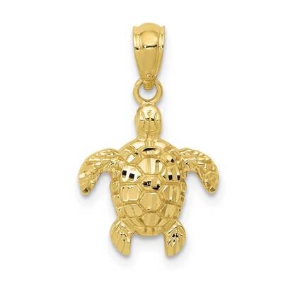 Textured Small Dc Turtle Pendant 10k Gold Polished 10YC1246, MPN: 10YC1246,