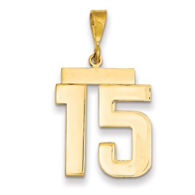 Number 15 Charm 14k Gold Large Polished LP15, MPN: LP15, 883957066530