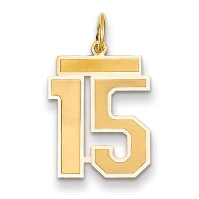 Number 15 Charm 14k Gold Medium Satin LSM15, MPN: LSM15, 883957073583