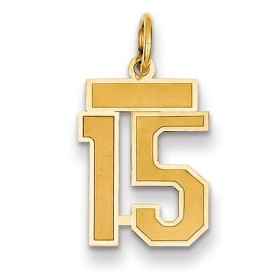 Number 15 Charm 14k Gold Small Satin  LSS15, MPN: LSS15, 883957068749