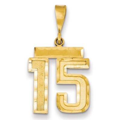 Number 15 Charm 14k Gold Medium Diamond-cut  MN15, MPN: MN15, 883957138954