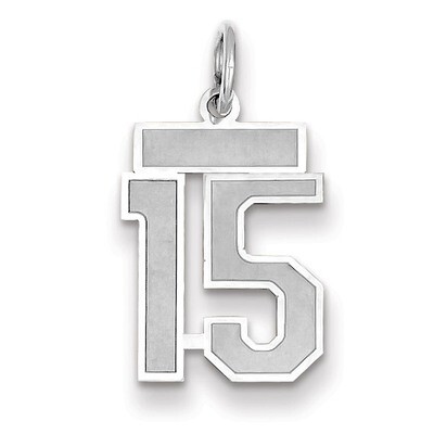 Number 15 Charm Small Satin 14k white Gold WSS15, MPN: WSS15, 883957071077