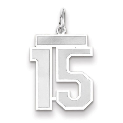 Number 15 Charm Medium Satin 14k white Gold WSM15, MPN: WSM15, 883957077215